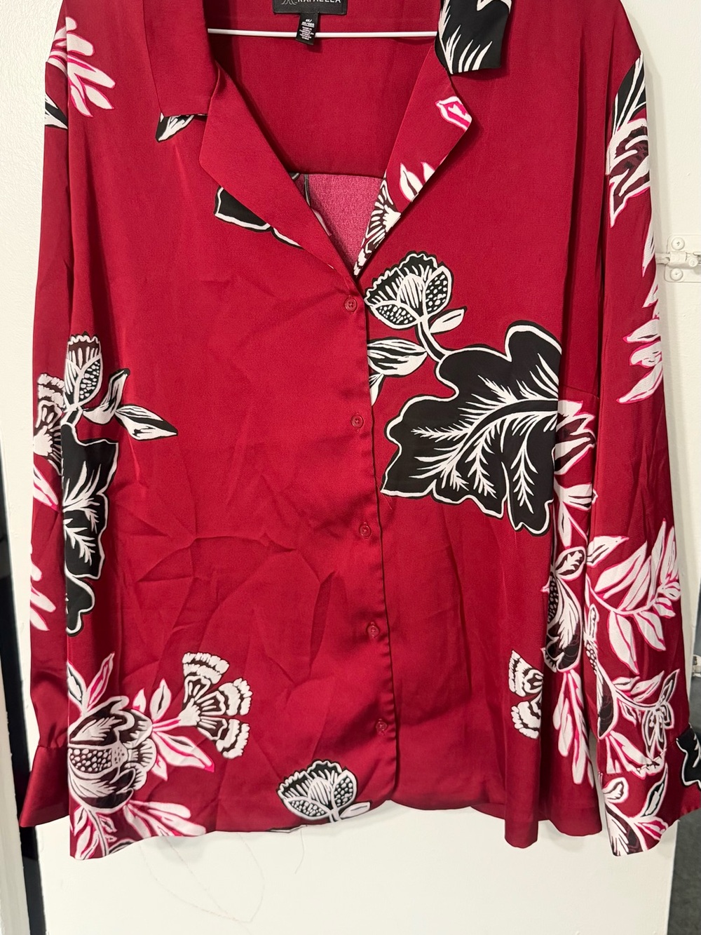 Rafaella Red Floral Collar Blouse
